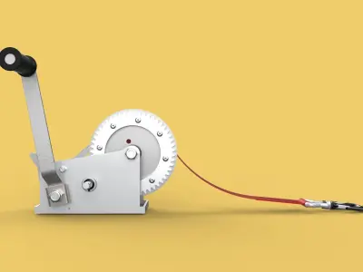 STANDARD MANUAL HAND LEVER CRANK WINCH HOIST BELT LIFTING CRANE 3D model
