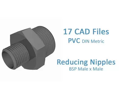PVC Reducing Nipples - BSP Male x BSP Male Free 3D model