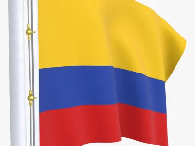 ColombiaFlagStandPoleAnimated 3D model