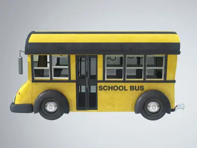 Cute Cartoon School Bus 3D model