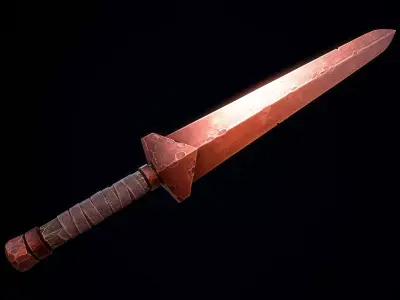 Short Copper Sword Low-poly 3D model