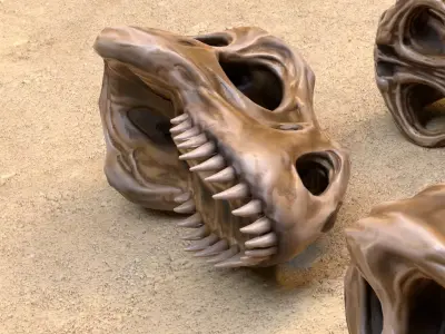 Fossil Bones and Skulls - Collection Low-poly 3D model