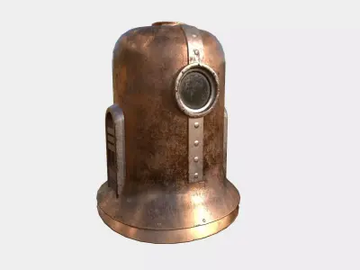 Old Diving Helmet C01 Copper - Character Design Fashion Low-poly 3D model