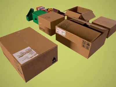 Carton Boxes Low-poly 3D model purchase