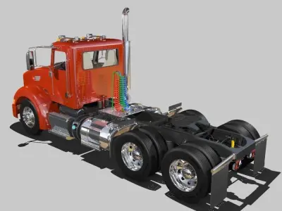 386 Day Cab Semi Truck 3D model