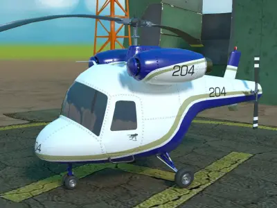 Rigged cartoon helicopter Low-poly 3D model