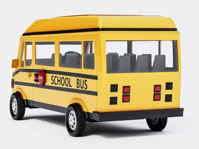 Realistic School Transport Bus Model 3D model