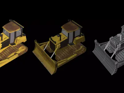 Low Poly Bulldozer v2 Low-poly 3D model
