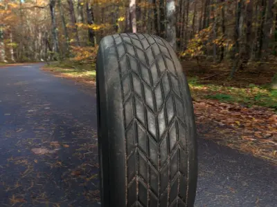 PBR Textured Low Poly Dirty Tire Game Ready Asset 3D Model Low-poly 3D model
