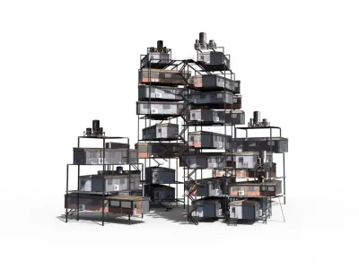 Sci Fi building pack - Building Stack - DMP asset pack - 3D model