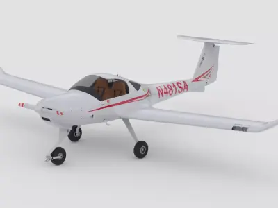 Aircraft Diamond DA-20 Red Low-poly 3D model