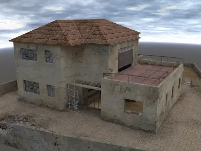 An abandoned private house Low-poly 3D model