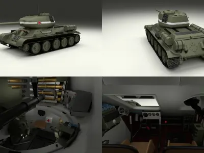 T-34 76 85 Tanks w Interior 3D model