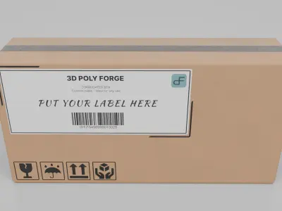 Cardboard Box R-142 - Rigged and Customizable Low-poly 3D model