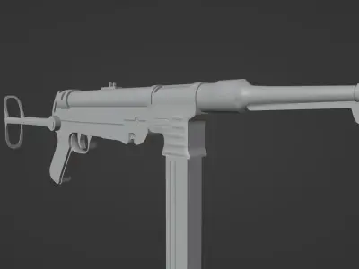 MP-40 Submachine Gun - Game Ready Free low-poly 3D model