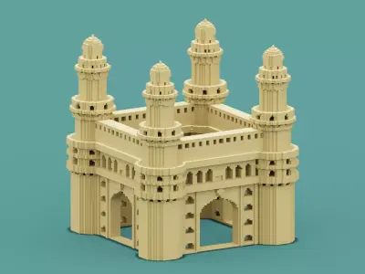 Voxel Charminar  Low-poly 3D model