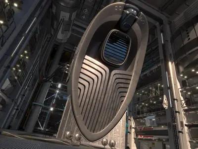 Interplanetary Starship Parked in a Hangar 3D model