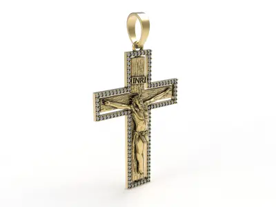 Jesus and Diamond Cross Pendant 3D print model
