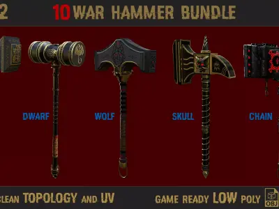 10 warhammer bundle Low-poly 3D model