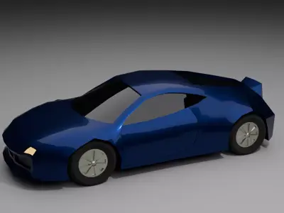 Low Poly Modern Super car Vehicle 2026 Game Ready FBX OBJ Low-poly 3D model