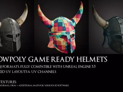 Ancient War Helmet Pack Low-poly 3D model