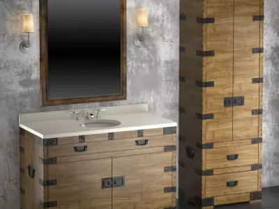 HEIRLOOM SILVER a washbasin and cupboard Restoration Hardware 3D model