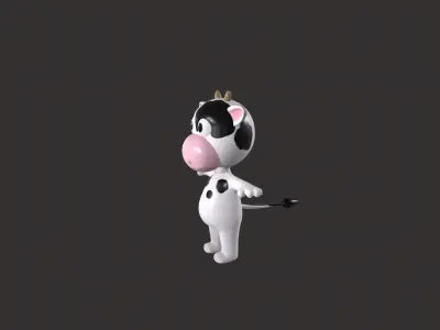 Cartoon 002 Character Cow Cute Low-poly 3D model