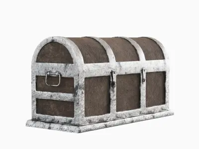 Wooden Treasure Chest 02 Low-poly 3D model