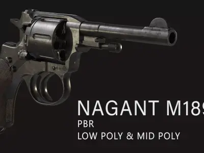 Nagant M1895 Revolver Low-poly 3D model buy