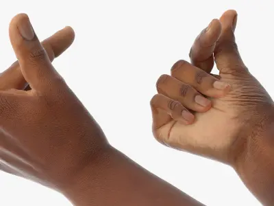 Black Male Hand Pair with Finger Heart Gesture 3D model