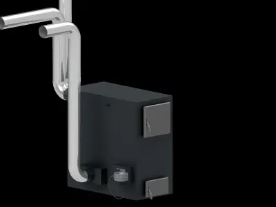 Solid fuel pyrolysis convection boiler 3D model