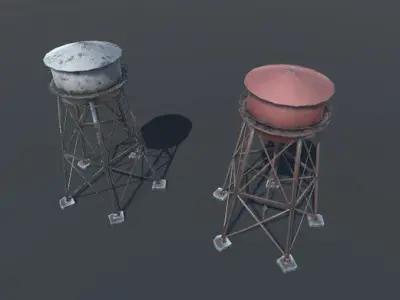 Big Water Tower Low-poly 3D model