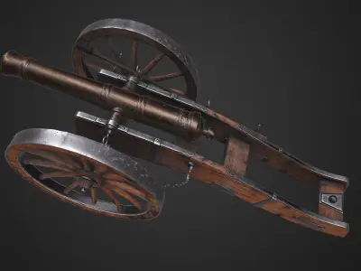  Field cannon Low-poly 3D model