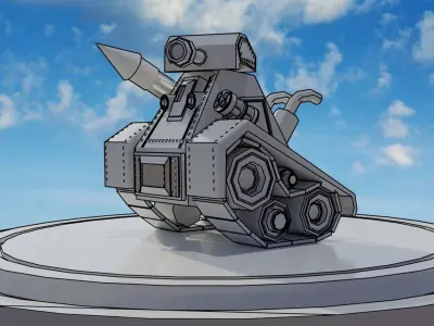 Low Poly Tank With Missile Low-poly 3D model