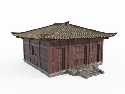 Asian ancient architecture single room 3D model