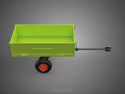 GARBAGE RUBBISH TRASH TRAILER CART WAGON BIN DUMP TRUCK CARGO 3D model