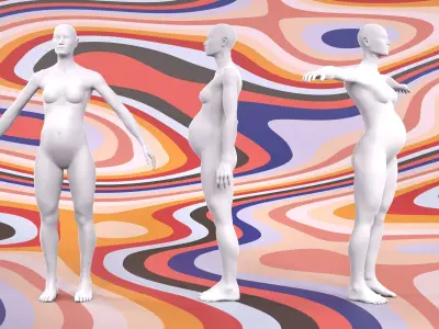 8 months pregnant fashion mannequin fitting set 3D model