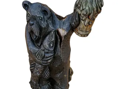 Park Dog Figurine with Fish and Beer 3D model