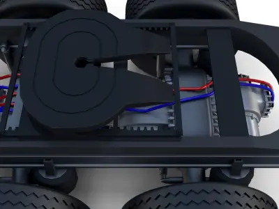 Tesla Truck with Chassis Interior and Trailer Silver 3D model