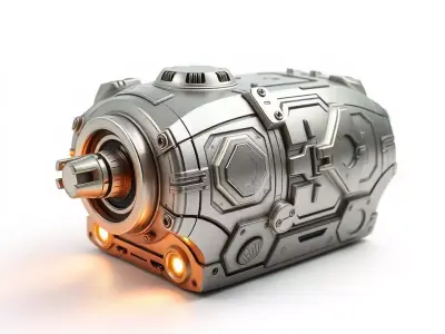 Futuristic Mechanical Cylinder Model Pack Low-poly 3D model