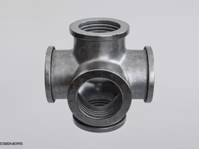 Industrial 6-Way Pipe Fitting Connector 3D model