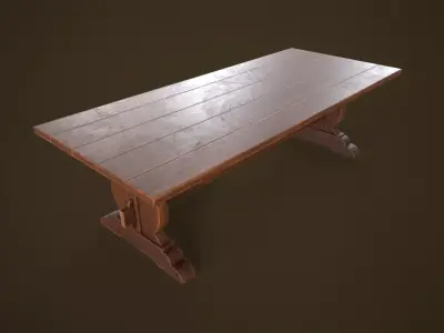 Old dining table Low-poly 3D model