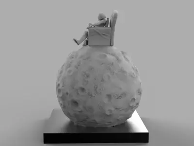SPACEMAN ON MOON WITH BONG 3D PRINTING DIORAMA 3D print model