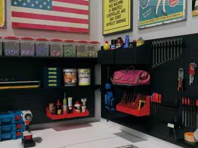 Industrial Garage Workshop Tools Cabinet Workbench Set 3D model