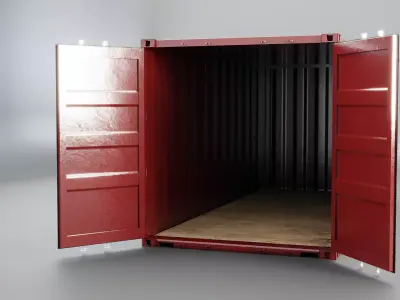 Intermodal Shipping Container 20-foot-long - Red Low-poly 3D model