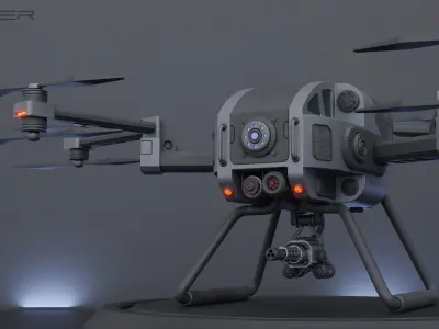 Military Combat Hexacopter Drone 3D model