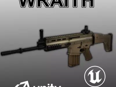 Wraith tan rifle Low-poly 3D model