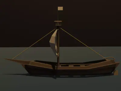 medieval Fishing boat Low-poly 3D model