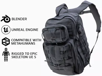 Backpack 112 - All MH Bodies and UE5 Skeletons - Rigged Low-poly 3D model