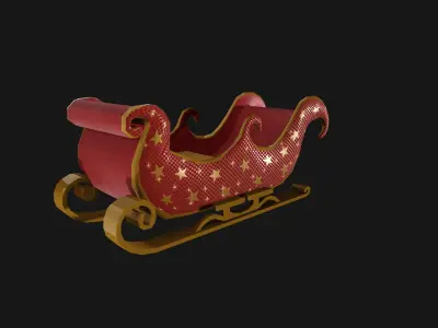 READY TO USE CHRISTMAS SLEIGH Low-poly 3D model